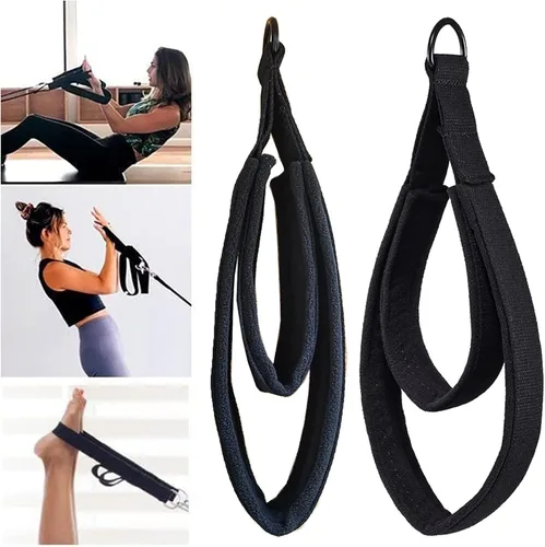 Vista 6 de LOOEEL 2 correas de doble bucle para pilates, correas de equipo de fitness, correas de doble acolchado para pilates en D, correas de doble bucle