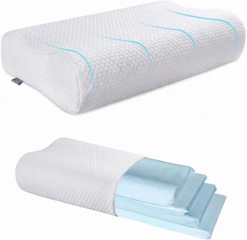 Vista 11 de Almohada de contorno - Almohada cervical de cuello ajustable de suavidad para un soporte ideal, almohada de espuma viscoelástica de 11 alturas