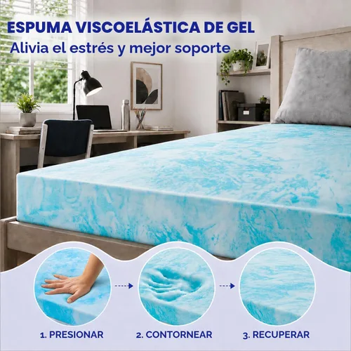 Vista 5 de ABENE Cubrecolchón de espuma viscoelástica de 3 pulgadas, doble capa, tamaño individual XL, para dormitorio universitario, con almohadilla de 2