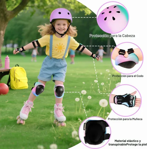 Vista 2 de Casco de bicicleta para niños de Banzk, para edades 3-5-8-14+, para niñas y niños, casco con rodilleras, coderas y muñequeras, ventilación