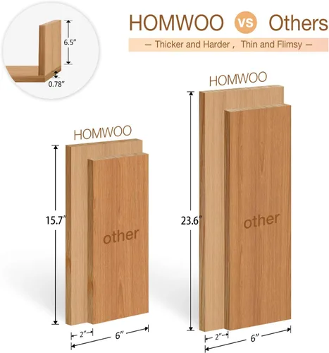 Vista 3 de HOMWOO Estante flotante, estante flotante de madera maciza de roble de grado FAS en forma de U, estantes de pared flotantes para dormitorio, sala