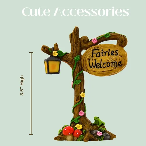 Vista 8 de PRETMANNS Fairies for Fairy Garden - Lindos accesorios para un jardín en miniatura al aire libre con figuras y un letrero - Suministros coloridos