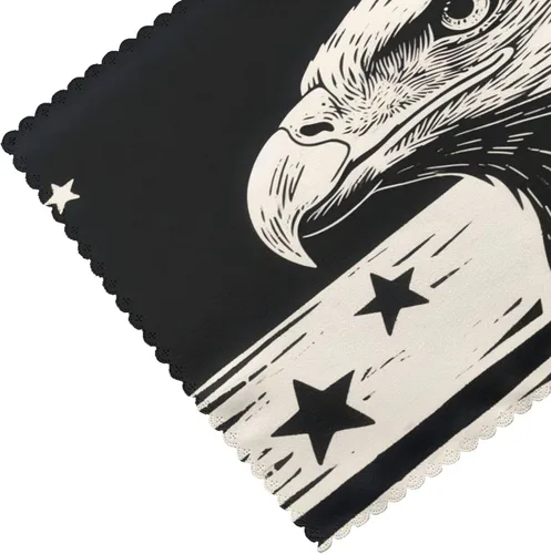 Vista 5 de Rectangular Placemats Set of 4, Heat Resistant Black Eagle Printed Kitchen Dining Table Mats