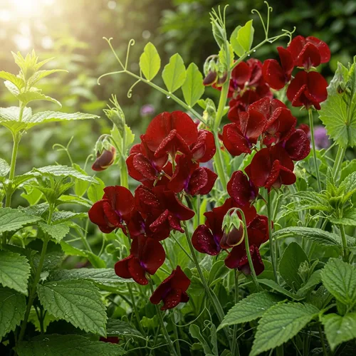 Vista 3 de 10 semillas de vid de flores Black Knight Sweet Pea Lathyrys Odoratus