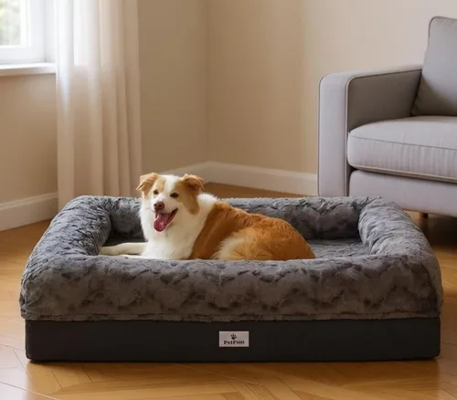 Vista 23 de Cama Sofá Ortopédica para Perros de Tamaño Grande con Soporte de Espuma de Huevo, Cojines Reforzados de Cuatro Lados, Tela Suave Resistente al