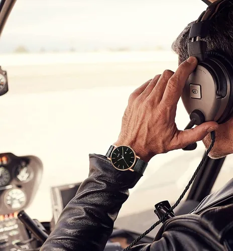 Vista 6 de BUREI - Reloj de pulsera analógico para hombre con fecha, extensible de malla de acero inoxidable