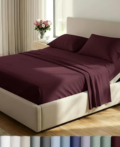 Vista 30 de California Design Den Juego de sábanas de lujo tamaño Queen, 800 hilos, 100% satén de algodón para cama tamaño Queen, juego de ropa de cama con Beige