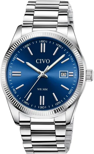 Vista 15 de CIVO Analog Mens Watches Silver: Wrist Watches with Date Easy to Read - Dress Stainless Steel Watch for Men Gifts for Husband Father at Birthday