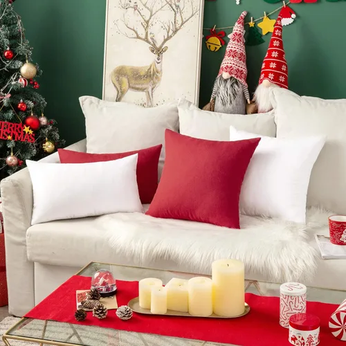Vista 64 de MIULEE Paquete de 2 fundas decorativas para almohadas de exterior, sólidas, impermeables, de lino sintético, estilo granja de jardín, fundas de Óxido
