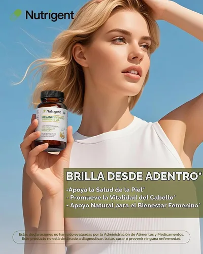 Vista 7 de Aceite de onagra orgánico USDA para mujeres con cápsulas de 10%