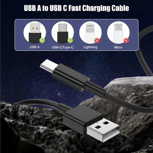Vista 5 de Paquete de 3 cables negros [3.3 pies+3.3 pies + 6 pies] USB A a USB C, cable USB a USB C Carplay para iPhone 16 15 Pro Plus Pro Max, para iPad