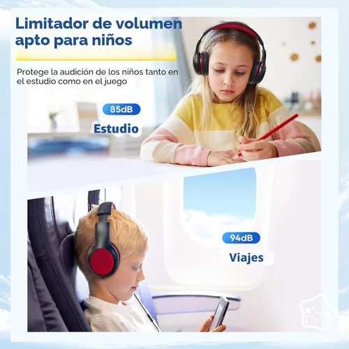 Vista 5 de EarFun K1 - Auriculares para niños con cable con micrófono, auriculares