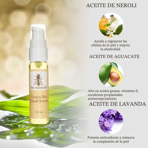 Vista 2 de Bee Naturals Queen Bee - Suero facial rico en antioxidantes con aceite de tamanu orgánico, betacaroteno y absoluto de rosa, antienvejecimiento e