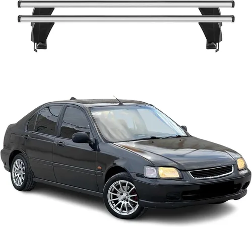 Vista 14 de Barras transversales de techo OMAC para Honda Civic Hatchback 1996-2000, con cierre, 49.9 kg, aluminio, negro, 2 piezas, se ajusta a portaequipajes