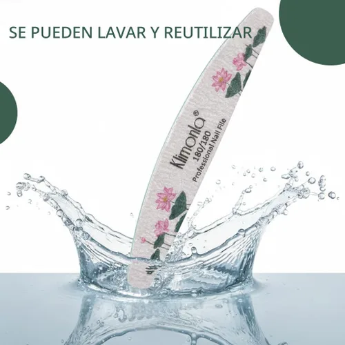 Vista 4 de 25 unidades de limas de uñas profesionales florales 80/100/150/180/240 grano, tablas de esmeril para uñas de gel y acrílicas, tablas de esmeril