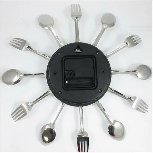 Vista 2 de Diseño moderno cubiertos de plata utensilios de cocina reloj cuchara tenedor cuchillo plegable nuevo