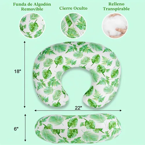 Vista 7 de Almohada de lactancia - Almohada de lactancia con relleno transpirable y funda extraíble, soporte ergonómico para lactancia materna y biberón