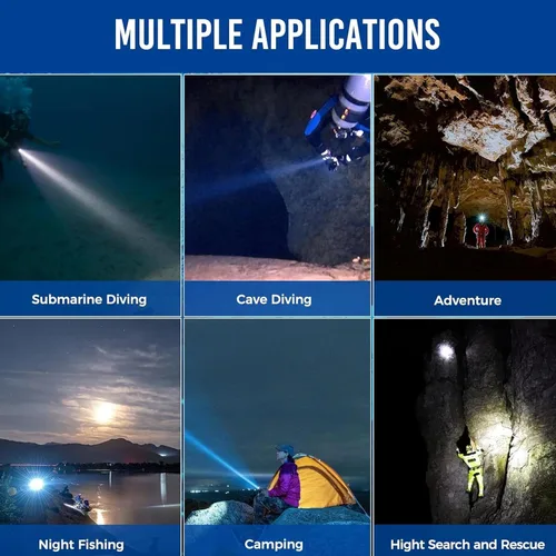 Vista 6 de ORCATORCH D550 Luz de buceo 1000 lúmenes linterna de buceo 3 modos IP68 impermeable luces subacuáticas buceo nocturno antorcha submarina con soporte