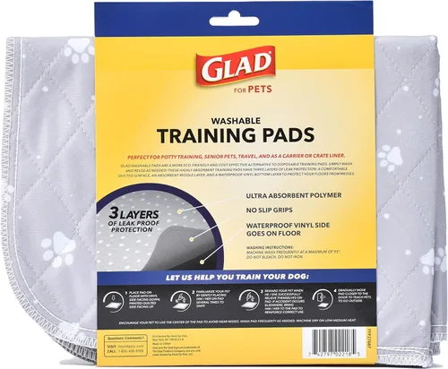 Vista 7 de Glad para Mascotas Almohadillas Reutilizables para Orina de Perro, Gris con Huellas de Patas - Almohadillas Lavables para Orinar para Perros