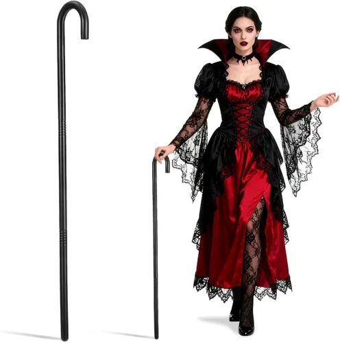 Vista 10 de Lurrose Bastón de cosplay para Halloween, bastón de plástico, muleta de mago, bastón de mago, accesorio para disfraz de escenario, accesorios