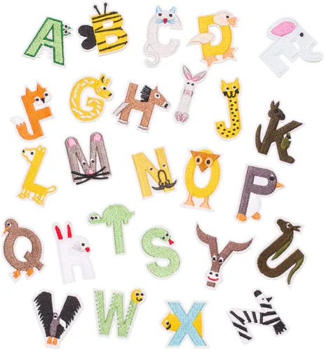 Vista 13 de U-Sky Parches bordados para coser o planchar Letras coloridas completas del alfabeto A-Z Personalización para bricolaje Ropa para niños