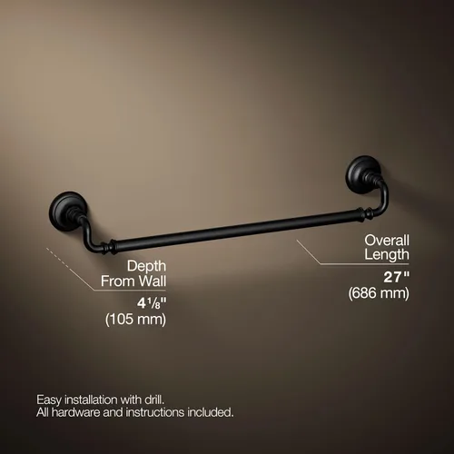 Vista 4 de Kohler 72568-BL Artifacts® - Toallero (24 pulgadas), color negro mate