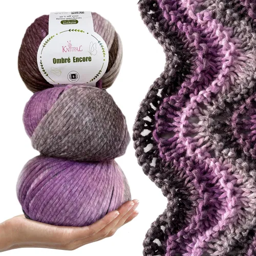 Vista 10 de Ombré-Encore - Hilo grueso degradado para crochet, 3 bolas, 507 yardas/420G (14.82 oz), patrones gratis - Hilo voluminoso multicolor peso 5