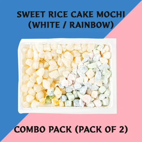 Vista 2 de BOX OF LIFE Mochi Sweet Rice Cakes Combo Set - Arco iris, blanco (paquete de 2)