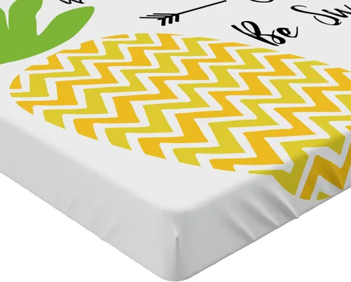 Vista 3 de Ambesonne Beach Saying 2 Pack Fitted Sheet, Be a Pineapple Phrase, Bed Cover All-Round Elastic Deep Pockets 2 Pieces, Package Contains 2 Full