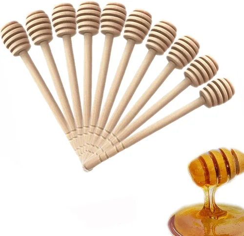 Vista 9 de Palito de Madera para Miel, Recolectar, Dispensar, Rociar Mermelada, Portátil, Boda Fiesta (3.1 in/8cm, 30)