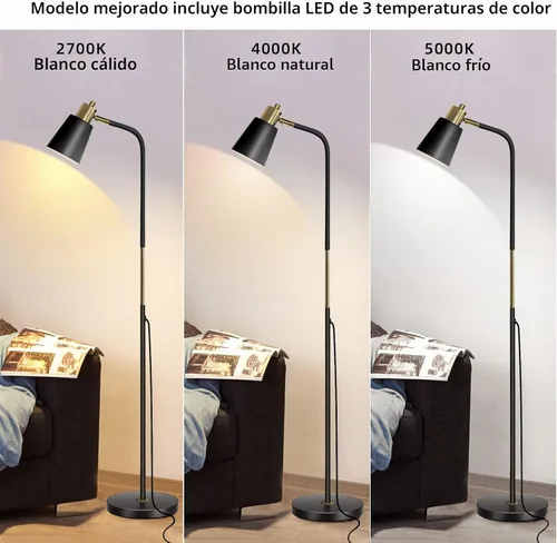 Vista 2 de LALISU Lámpara de pie, lámparas de pie regulables para salas de estar y dormitorios, lámpara de lectura estilo granja - de pie, cabezales de metal