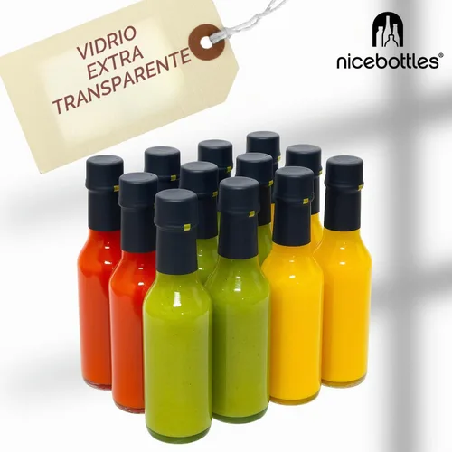 Vista 3 de nicebottles Botellas Woozy de vidrio transparente con cápsulas retráctiles, 5 onzas, caja de 12