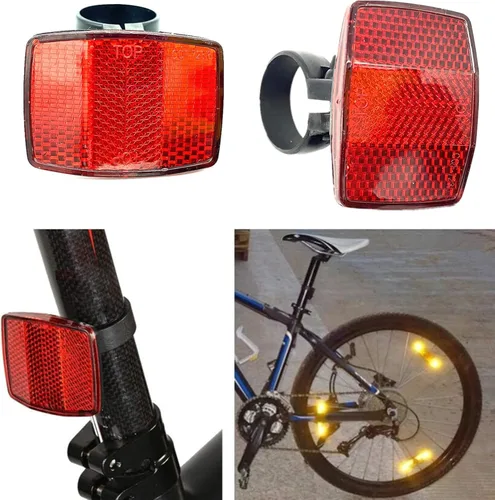 Vista 4 de Kit de 2 reflectores traseros de bicicleta, manillar de bicicleta impermeable y tija de sillín reflectante para seguridad vial Waterproof, Bicycle