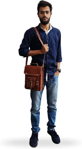 Vista 9 de Bolsa al hombro de piel genuina para ipad y tableta para hombres