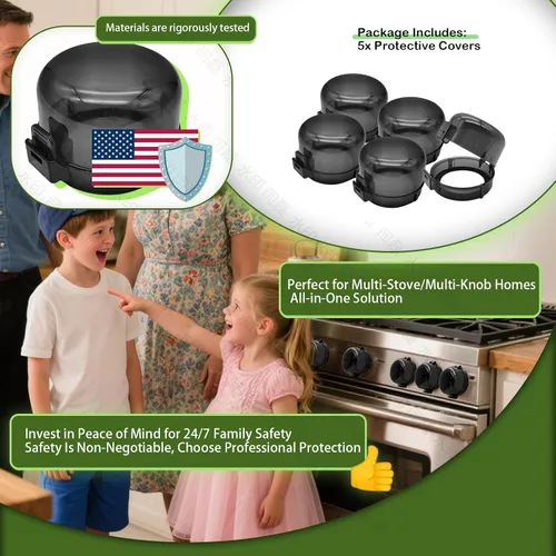Vista 6 de Paquete de 5 fundas de seguridad para pomos de estufa, cerraduras a prueba de niños y mascotas para hornos de gas y eléctricos, protectores