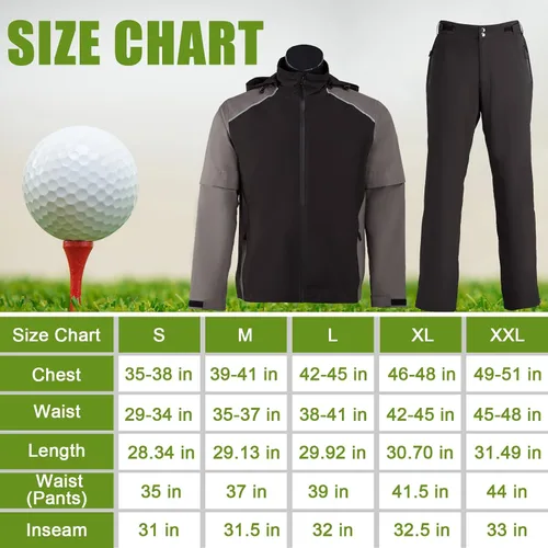 Vista 7 de K.E.J. Chaqueta impermeable de golf para hombre, impermeable, ligera, traje de golf para senderismo, ciclismo, correr, camping, viajes