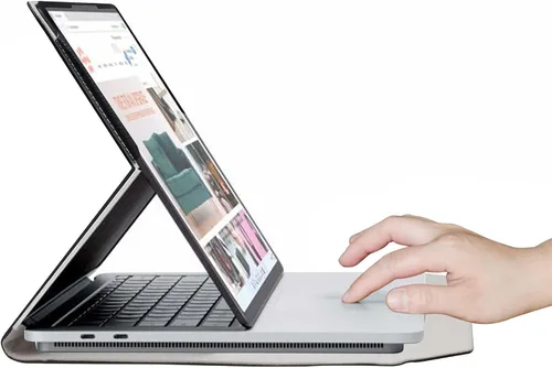 Vista 5 de Bige Surface Laptop Studio 2 - Funda de piel sintética con 2 soportes plegables para tabletas Microsoft de 14.4 pulgadas, color negro