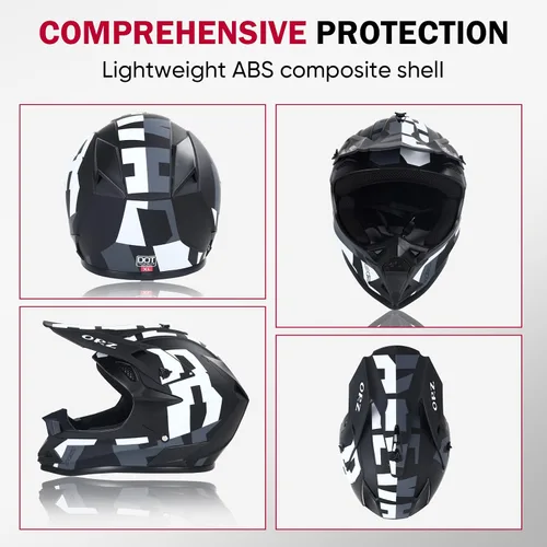 Vista 3 de Adult Dirt Bike Helmet Motorcycle Racing Street Bike Off-Road Mountain Bike BMX MX ATV Helmet with Cycling Glasses and Visor for Unisex-Adult