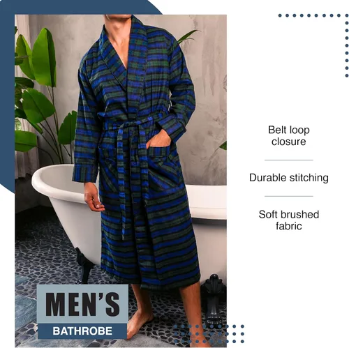 Vista 5 de NORTY Bata de baño suave de algodón cepillado para hombre, bata con cuello de chal, perfecta para baño, spa, dormitorio y más