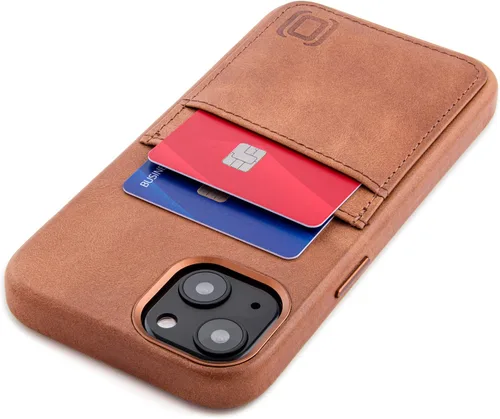 Vista 12 de Dockem Funda de piel auténtica para iPhone 13 con placa de metal integrada para montaje magnético, cartera cosida con 2 soportes para tarjetas