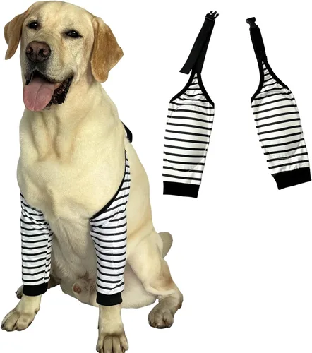 Vista 17 de Rodillera protectora para callos para perros, rodillera frontal, soporte para codo, mangas de mascotas para heridas, tratamiento de callos
