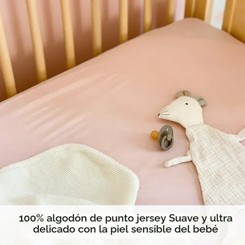 Vista 3 de Ely's & Co. Pack and Play - Juego de 2 sábanas ajustables para corralito de juego compatibles con Graco Pack n Play, para bebés, 100% algodón Rosa