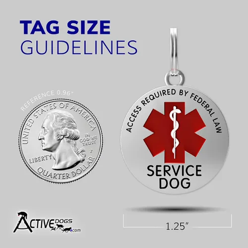 Vista 8 de ActiveDogs - Identificación para perro de servicio, etiqueta de alerta médica para collar, chaleco o arnés, requiere acceso ADA de doble cara, cromo