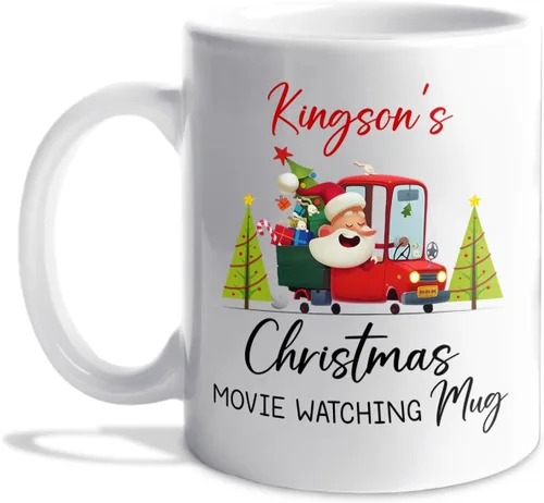 Vista 10 de Taza de café de Papá Noel con nombre personalizado – Taza de Papá Noel personalizada, 11 onzas y 15 onzas, bonita taza de cerámica blanca regalo