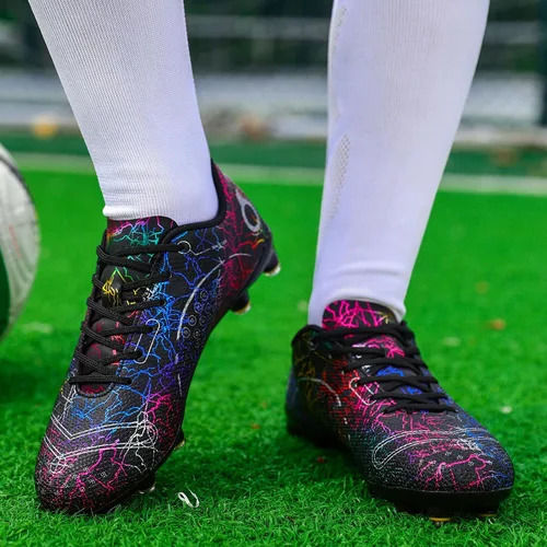 Vista 6 de Zapatos de fútbol para niños, zapatos de fútbol para suelo firme, tenis atléticos para niñas, para exteriores, césped y fútbol para niños pequeños