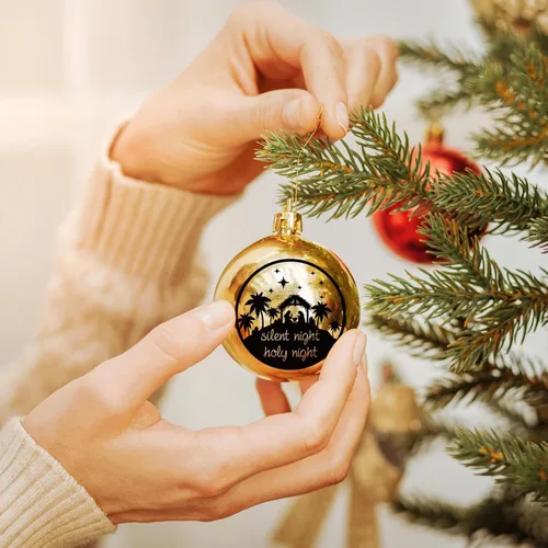 Vista 2 de 45 piezas de calcomanías UV con palabras de Navidad para decoración de bola de Navidad, calcomanías de letras de saludo inspiradas en vacaciones