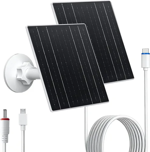 Vista 9 de Zivif Panel solar para cámara de seguridad al aire libre, cargador solar USB C de 10 W compatible con cámara recargable de 5 V, montaje ajustable
