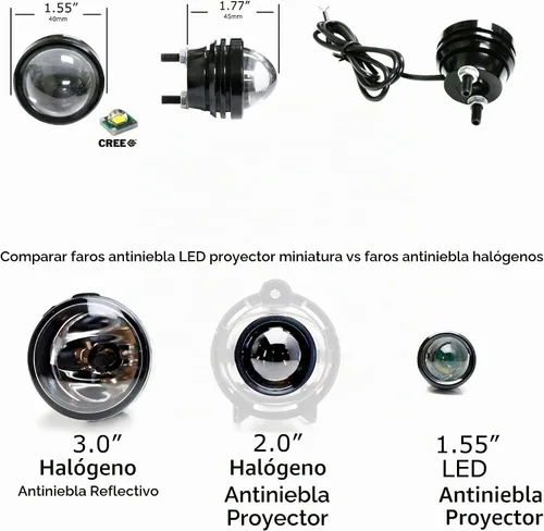 Vista 2 de iJDMTOY Lámparas proyectoras (2), color blanco o ámbar, de 5 W, CREE, redondas, para conducir, luces DRL, luces de niebla o luces de posición