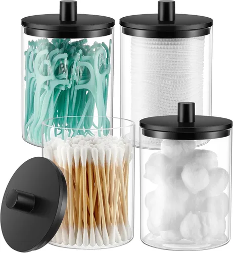 Vista 11 de TIPGO Dispensador de vidrio Qtip Holder – Tarro transparente de 10 onzas Crema