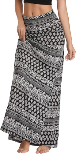 Vista 5 de Urban CoCo - Falda elegante para mujer con elastano cómoda con cintura plegable larga acampanada